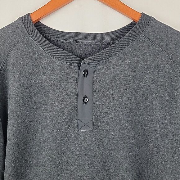 Lululemon All Town Henley Shirt Mens XL Gray Super Soft French Terry Heavyweight - Picture 2 of 10